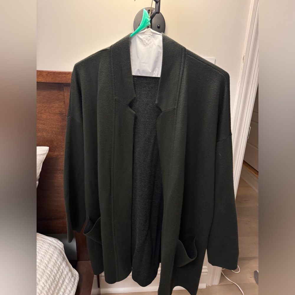 Eileen Fisher Green Sweater Cardigan Size XL